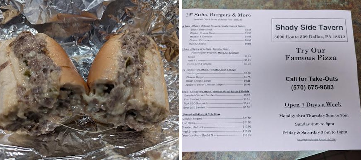 Shady Side Tavern Menu